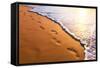 Beach, Wave And Footsteps At Sunset Time-Hydromet-Framed Stretched Canvas