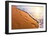 Beach, Wave And Footsteps At Sunset Time-Hydromet-Framed Photographic Print