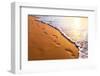 Beach, Wave And Footsteps At Sunset Time-Hydromet-Framed Photographic Print