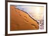 Beach, Wave And Footsteps At Sunset Time-Hydromet-Framed Photographic Print