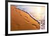 Beach, Wave And Footsteps At Sunset Time-Hydromet-Framed Photographic Print