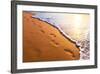 Beach, Wave And Footsteps At Sunset Time-Hydromet-Framed Photographic Print
