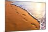 Beach, Wave And Footsteps At Sunset Time-Hydromet-Mounted Photographic Print
