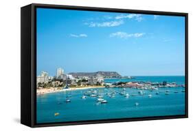 Beach with Apartment Buildings and Yacht Club in Ecuador-xura-Framed Stretched Canvas