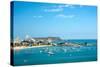 Beach with Apartment Buildings and Yacht Club in Ecuador-xura-Stretched Canvas