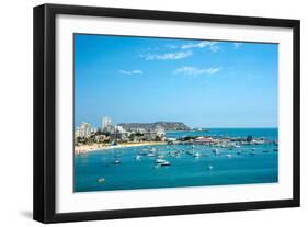 Beach with Apartment Buildings and Yacht Club in Ecuador-xura-Framed Photographic Print