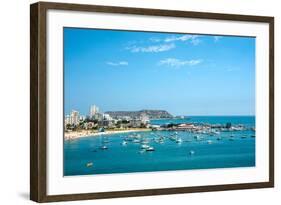 Beach with Apartment Buildings and Yacht Club in Ecuador-xura-Framed Photographic Print