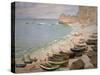 Beach with Boats at Etretat, 1883-Claude Monet-Stretched Canvas