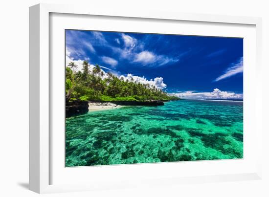 Beach with Coral Reef on South Side of Upolu, Samoa Islands-Martin Valigursky-Framed Photographic Print