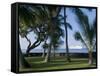 Beach with Cruise Ship off Shore, Kailua-Kona, Island of Hawaii (Big Island), USA-Ethel Davies-Framed Stretched Canvas