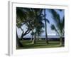 Beach with Cruise Ship off Shore, Kailua-Kona, Island of Hawaii (Big Island), USA-Ethel Davies-Framed Photographic Print