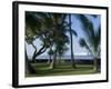 Beach with Cruise Ship off Shore, Kailua-Kona, Island of Hawaii (Big Island), USA-Ethel Davies-Framed Photographic Print