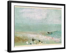 Beach with Figures and a Jetty. C.1830-J. M. W. Turner-Framed Giclee Print
