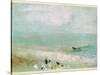 Beach with Figures and a Jetty. C.1830-J. M. W. Turner-Stretched Canvas