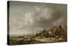 Beach with Fishermen-Simon de Vlieger-Stretched Canvas