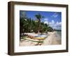 Beach with Palm Trees and Kayaks, Punta Soliman, Mayan Riviera, Yucatan Peninsula, Mexico-Nelly Boyd-Framed Photographic Print