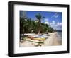 Beach with Palm Trees and Kayaks, Punta Soliman, Mayan Riviera, Yucatan Peninsula, Mexico-Nelly Boyd-Framed Photographic Print