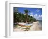 Beach with Palm Trees and Kayaks, Punta Soliman, Mayan Riviera, Yucatan Peninsula, Mexico-Nelly Boyd-Framed Photographic Print