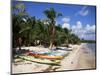 Beach with Palm Trees and Kayaks, Punta Soliman, Mayan Riviera, Yucatan Peninsula, Mexico-Nelly Boyd-Mounted Photographic Print