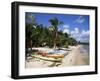 Beach with Palm Trees and Kayaks, Punta Soliman, Mayan Riviera, Yucatan Peninsula, Mexico-Nelly Boyd-Framed Photographic Print