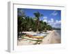 Beach with Palm Trees and Kayaks, Punta Soliman, Mayan Riviera, Yucatan Peninsula, Mexico-Nelly Boyd-Framed Photographic Print