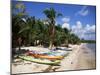 Beach with Palm Trees and Kayaks, Punta Soliman, Mayan Riviera, Yucatan Peninsula, Mexico-Nelly Boyd-Mounted Photographic Print