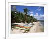 Beach with Palm Trees and Kayaks, Punta Soliman, Mayan Riviera, Yucatan Peninsula, Mexico-Nelly Boyd-Framed Photographic Print