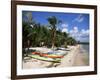 Beach with Palm Trees and Kayaks, Punta Soliman, Mayan Riviera, Yucatan Peninsula, Mexico-Nelly Boyd-Framed Photographic Print