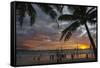 Beach with Palm Trees at Sunset, Boracay Island, Aklan Province, Philippines-Keren Su-Framed Stretched Canvas