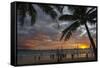 Beach with Palm Trees at Sunset, Boracay Island, Aklan Province, Philippines-Keren Su-Framed Stretched Canvas