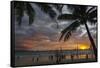 Beach with Palm Trees at Sunset, Boracay Island, Aklan Province, Philippines-Keren Su-Framed Stretched Canvas