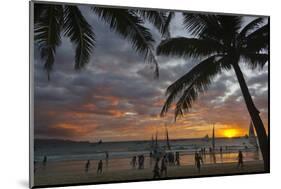 Beach with Palm Trees at Sunset, Boracay Island, Aklan Province, Philippines-Keren Su-Mounted Photographic Print
