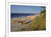 Beach with Roofed Wicker Beach Chairs, Zempin, Usedom, Mecklenburg-Western Pomerania, Germany-null-Framed Art Print