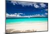 Beach with Sailboat in Ocean-pashapixel-Mounted Photographic Print