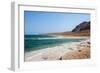 Beach with salt crystalized formation and turquoise water, The Dead Sea, Jordan, Middle East-Francesco Fanti-Framed Photographic Print