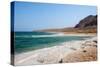 Beach with salt crystalized formation and turquoise water, The Dead Sea, Jordan, Middle East-Francesco Fanti-Stretched Canvas