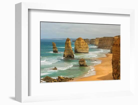 Beach with Sandbanks Cliffs-null-Framed Art Print