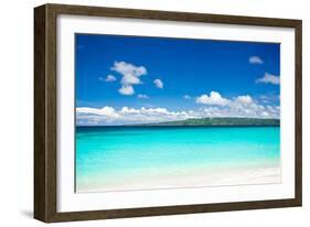 Beach with Turquoise Water and White Sand-pashapixel-Framed Photographic Print