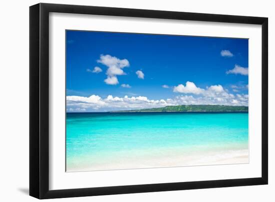 Beach with Turquoise Water and White Sand-pashapixel-Framed Photographic Print