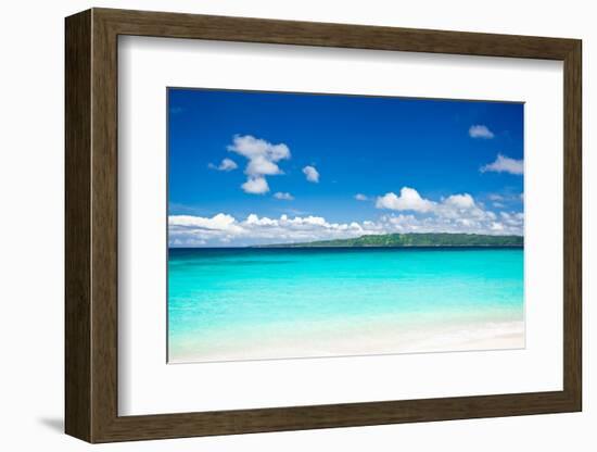 Beach with Turquoise Water and White Sand-pashapixel-Framed Photographic Print