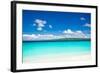 Beach with Turquoise Water and White Sand-pashapixel-Framed Photographic Print