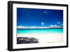 Beach with Turquoise Water and White Sand-pashapixel-Framed Photographic Print