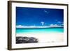 Beach with Turquoise Water and White Sand-pashapixel-Framed Photographic Print