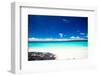 Beach with Turquoise Water and White Sand-pashapixel-Framed Photographic Print