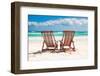 Beach Wooden Chairs for Vacations and Relax on Tropical White Sand Beach in Tulum, Mexico-TravnikovStudio-Framed Photographic Print