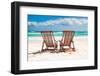 Beach Wooden Chairs for Vacations and Relax on Tropical White Sand Beach in Tulum, Mexico-TravnikovStudio-Framed Photographic Print