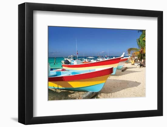 Beachboats Isla Mujeres Mexico-null-Framed Art Print