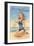 Beachcomber, Girl in Black One-Piece-null-Framed Art Print