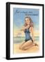 Beachcomber, Girl in Black One-Piece-null-Framed Art Print