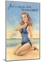 Beachcomber, Girl in Black One-Piece-null-Mounted Art Print